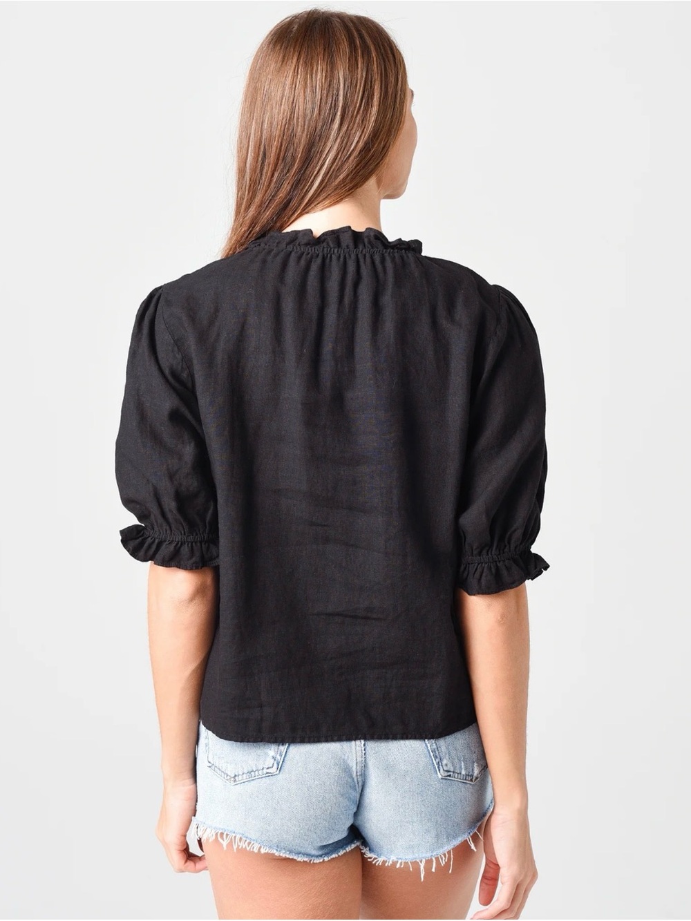 Velvet Rosabel Woven Linen Puff Sleeve Top - Picture 7 of 9